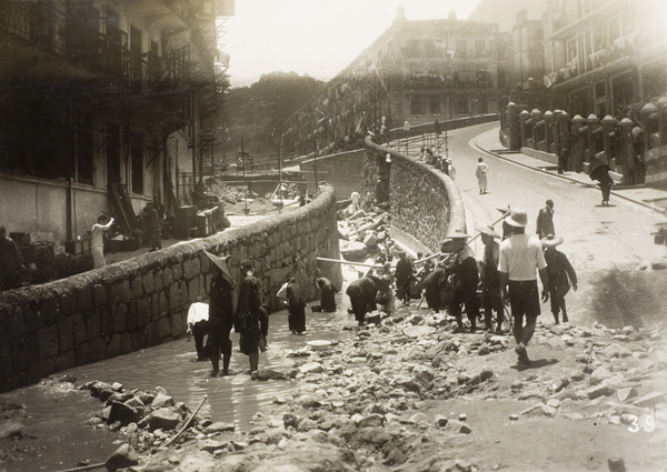 Damage caused by the 19th July 1926 rainstorm, Hill Road, Hong Kong