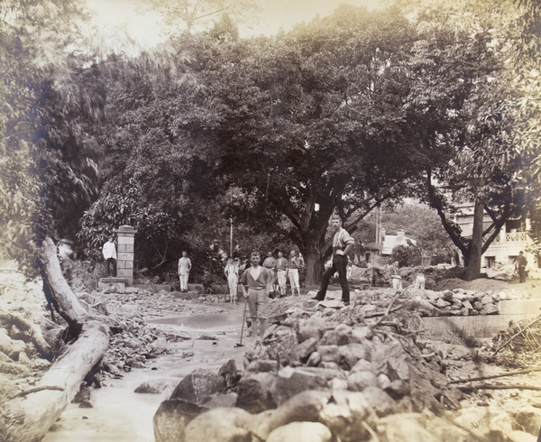 Storm damage caused by flooding at the Murray Barracks area, Hong Kong