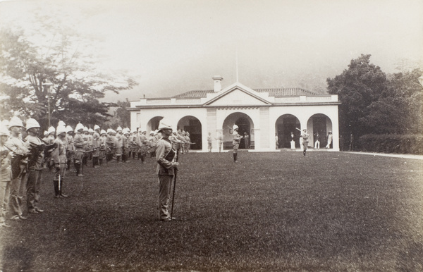 On parade at the Headquarters of the Hong Kong Volunteer Defence Corps, Hong Kong