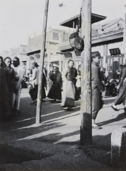 Exposed severed head of looter, Peking Mutiny, 1912