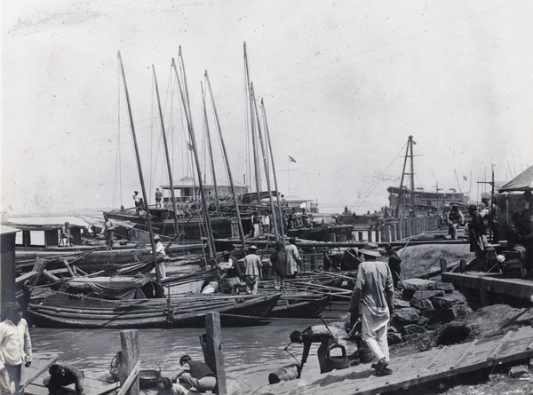 Moored riverboats and Yangtze River, Xiaguan (下关) wharf, Nanjing (南京市)