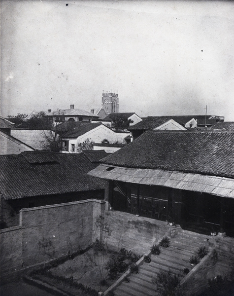 View of the Cathedral of the Holy Saviour (圣救主座堂) and tennis pavilion, Anqing (安庆)