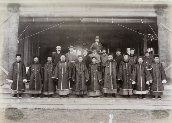 Group of Chinese and European men, Foochow racecourse