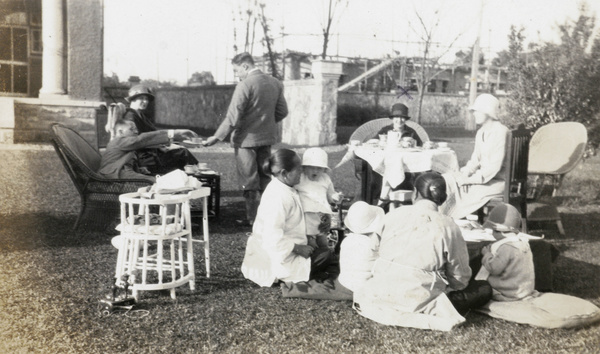 Teatime, with amahs and children