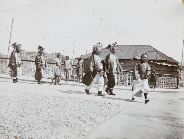 Men in costume, Chapoo Road Bridge, Shanghai