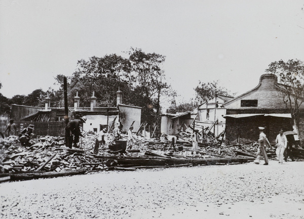 Investigating in the remains of a building