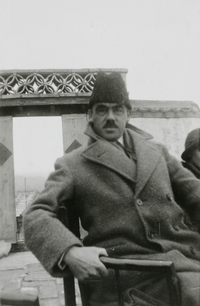 George Ossory wearing Sir Miles Lampson’s hat, Shijingshan, Beijing