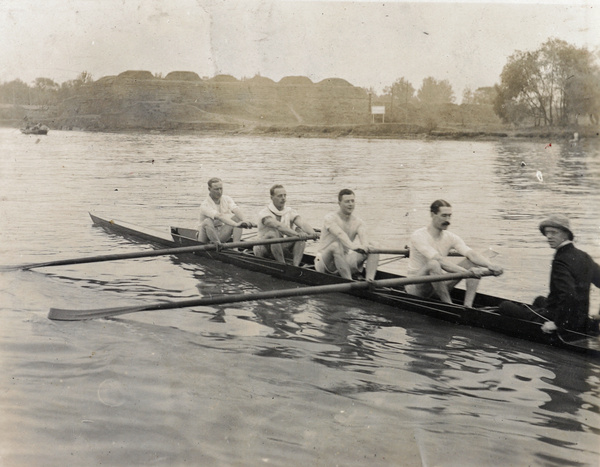 Cox and oarsmen, Huangpu River, Shanghai