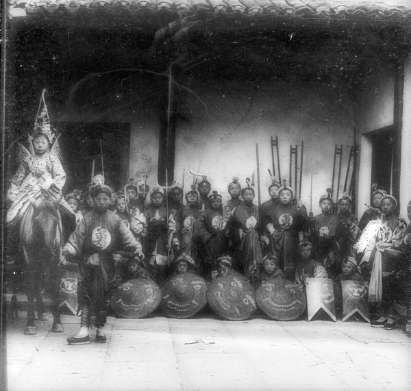 A group dressed for a temple procession