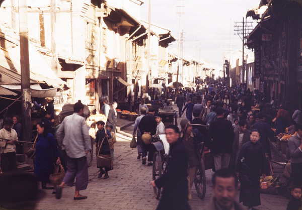 Fruit shops, Kunming, 1945
