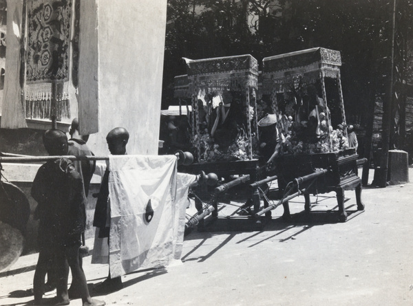 Children and flags at funeral, Hong Kong