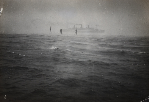 S.S. 'Loong Sang' sinking, as RMS 'Empress of Australia' rides out typhoon, Hong Kong