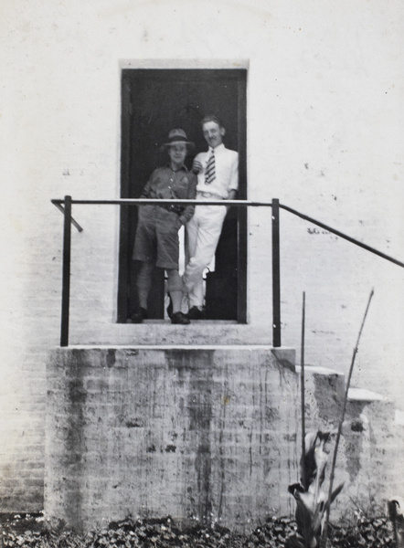 MacGowan and Frank Davidson at the door of the 'Lab', Dairy Farm, Pokfulam, Hong Kong