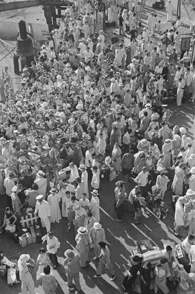 Evacuees waiting to leave, The Bund, Shanghai