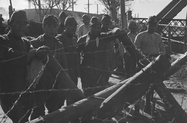 Japanese soldiers at Jessfield Railway Bridge, Shanghai