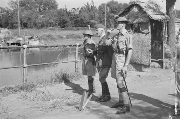 British and American officers, by Jessfield Railway Bridge, Shanghai