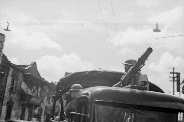 Shanghai Volunteer Corps in a truck, Shanghai