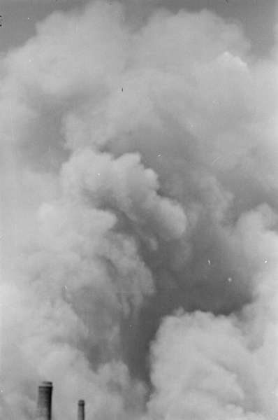 Smoke from fires near factories, Shanghai