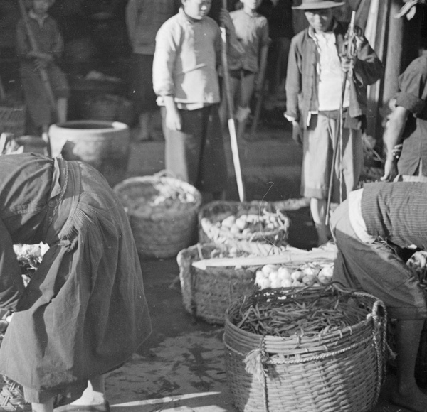 Vegetables for sale at street market, Shanghai