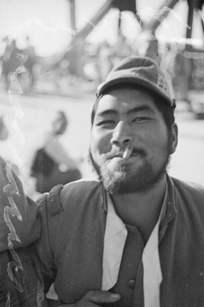 Japanese soldier smoking, Jessfield Railway Bridge, Shanghai