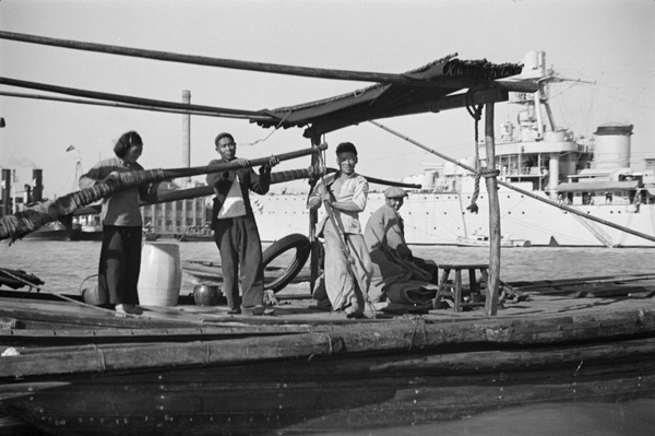 Barge and USS Augusta, Shanghai