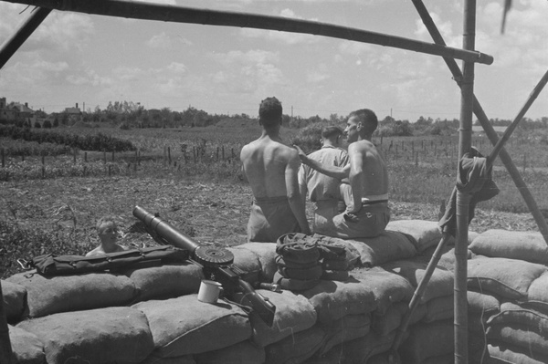 British soldiers at a guard post, Shanghai