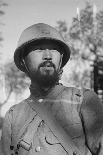 Japanese soldier by Jessfield Railway Bridge, Shanghai