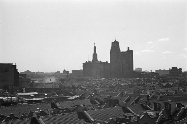 Rooftop view towards China United Apartments and Park Hotel, Shanghai