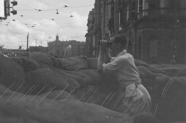 Civilian with binoculars, The Bund, Shanghai