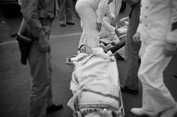 American Marines with stretcher cases, Shanghai