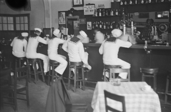 American Sailors in a bar, Blood Alley, Shanghai