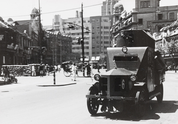 Shanghai Volunteer Corps armoured car no 6, Avenue Edward VII, Shanghai