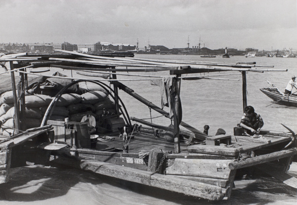 Sampan lying off the Bund, Shanghai