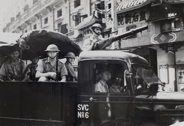 Shanghai Volunteer Corps in a truck, Shanghai