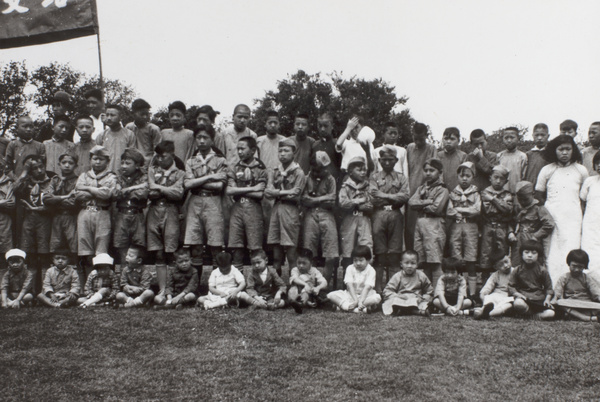 Young people, some in Scouts uniform, Shanghai