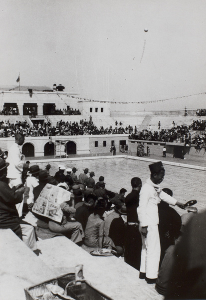 Swimming pool with balloon overhead, Kiangwan, Shanghai