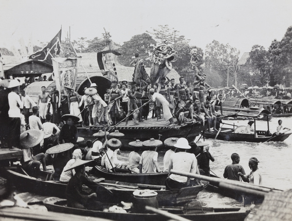 Lion Dance on board a boat, Dragon Boat Festival, Guangzhou