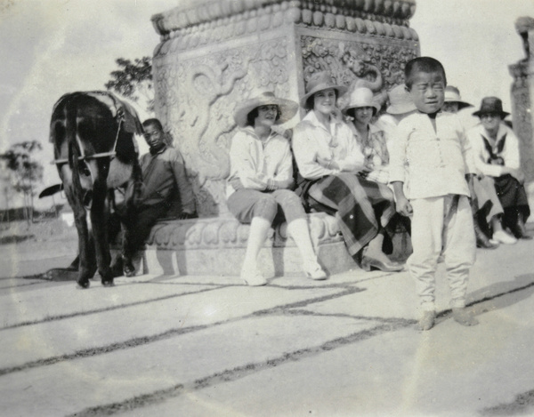 Base of pailou, Ming Tombs, near Peking