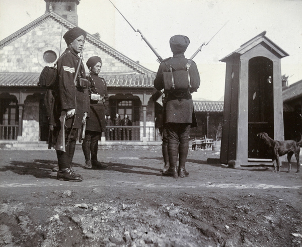 Changing guard at the hospital, 1st Chinese Regiment, Weihaiwei