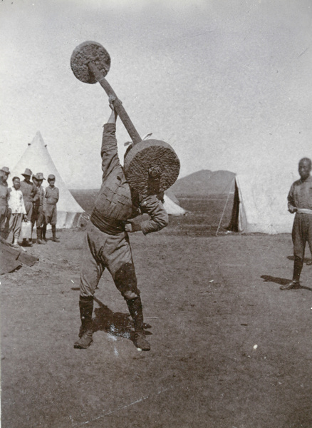 Soldier with dumb-bell, 1st Chinese Regiment