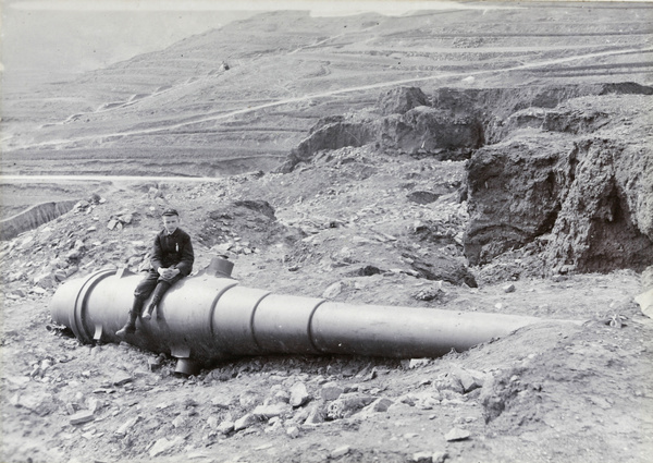 Chinese fort, with gun in foreground