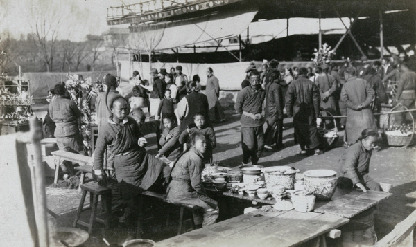 Porcelain stall at a market