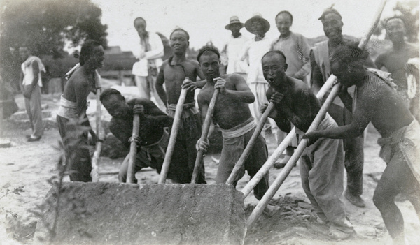 Moving a hewn stone