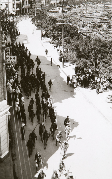 Whampoa cadets processing, rally, Canton, 23 June 1925