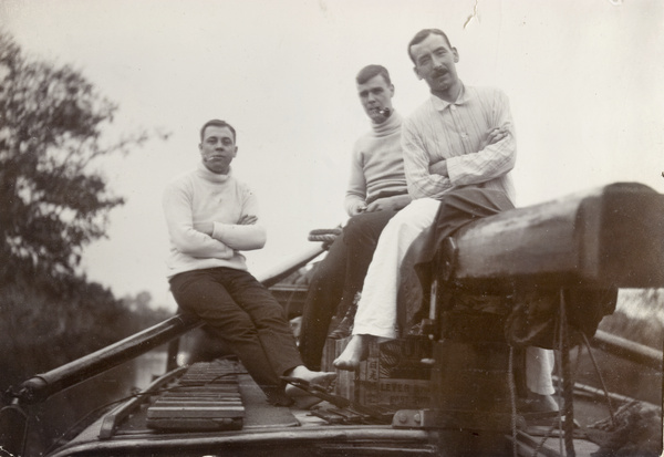 Sullivan, Colter and Kay on the SMP houseboat 'Kathleen'