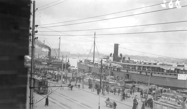 Steamship 'Wuchang' (武昌) with tram, the French Bund, Shanghai