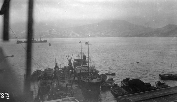 Hong Kong harbour with a ship in a dock