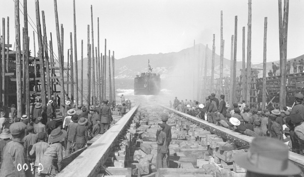 Launching SS Tencho Maru, Taikoo Dockyard, Hong Kong, 1911