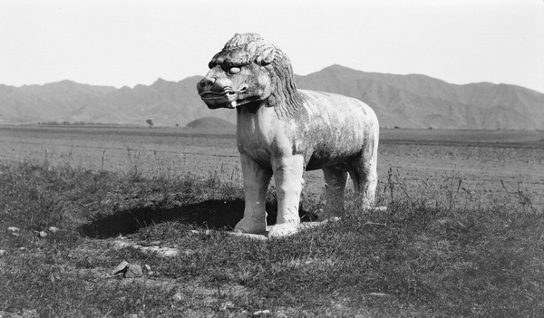 Stone lion at Ming Tombs, Peking