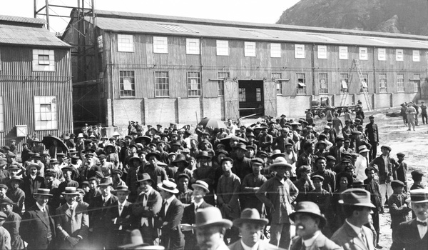 Spectators at launch of SS Tencho Maru, Hong Kong